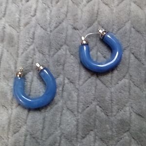 Blue‎ U Shaped Hoop Earings